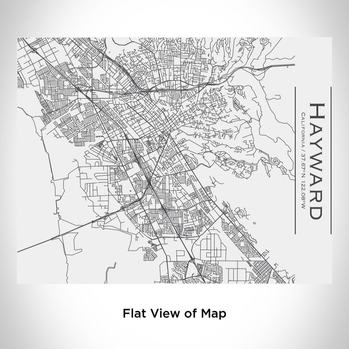Rendered View of Hayward California Map Engraving on 20oz Stainless Steel Insulated Bottle with Bamboo Top in White