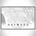 Hayward California Map Print Landscape Orientation in Classic Style With Shaded Background