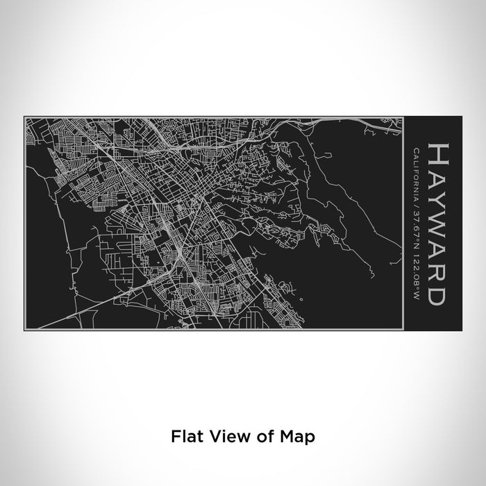 Rendered View of Hayward California Map Engraving on 17oz Stainless Steel Insulated Cola Bottle in Black