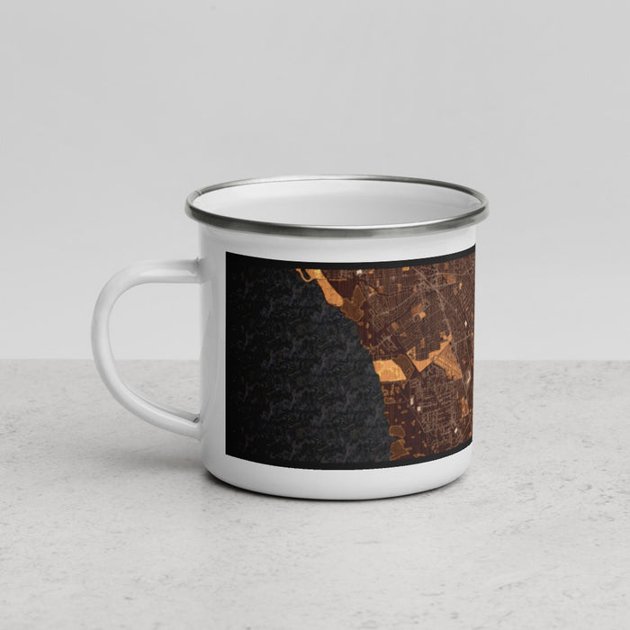 Left View Custom Hayward California Map Enamel Mug in Ember