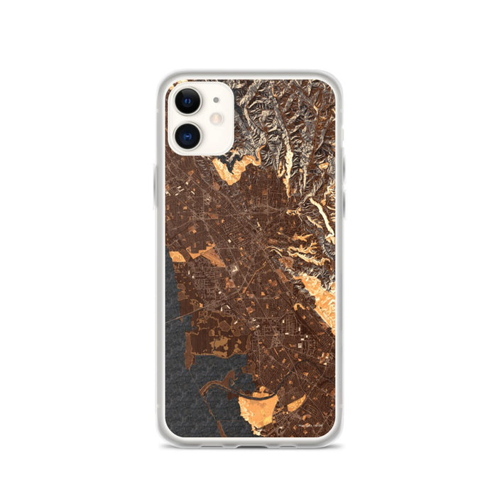 Custom iPhone 11 Hayward California Map Phone Case in Ember