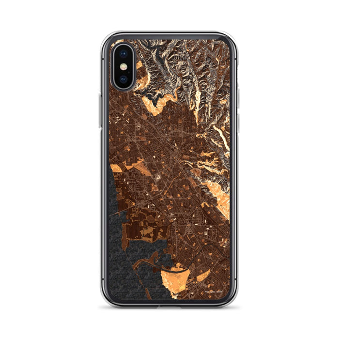 Custom iPhone X/XS Hayward California Map Phone Case in Ember