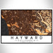 Hayward California Map Print Landscape Orientation in Ember Style With Shaded Background