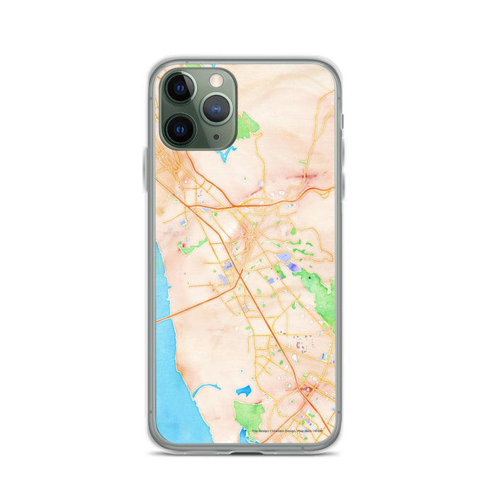 Custom iPhone 11 Pro Hayward California Map Phone Case in Watercolor