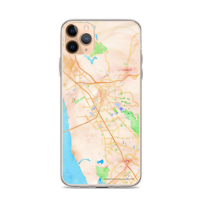 Custom iPhone 11 Pro Max Hayward California Map Phone Case in Watercolor
