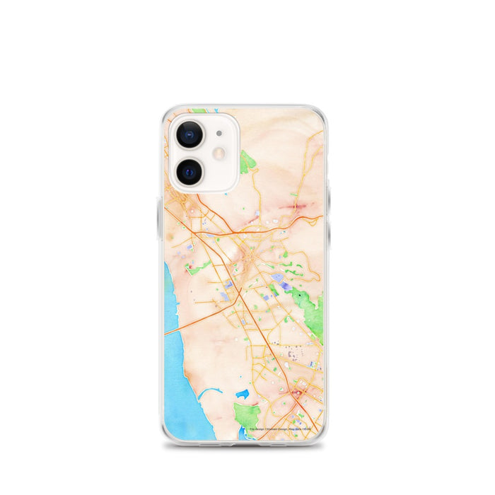 Custom iPhone 12 mini Hayward California Map Phone Case in Watercolor
