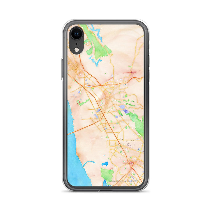 Custom iPhone XR Hayward California Map Phone Case in Watercolor