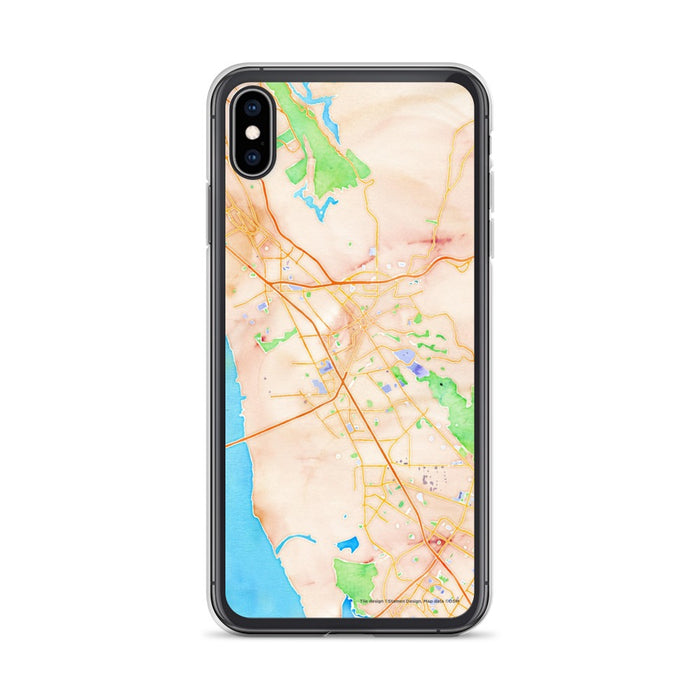Custom iPhone XS Max Hayward California Map Phone Case in Watercolor