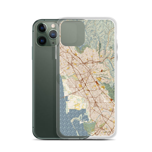 Custom Hayward California Map Phone Case in Woodblock