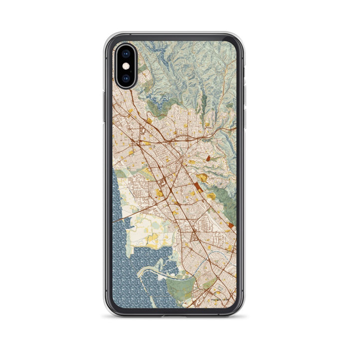 Custom iPhone XS Max Hayward California Map Phone Case in Woodblock