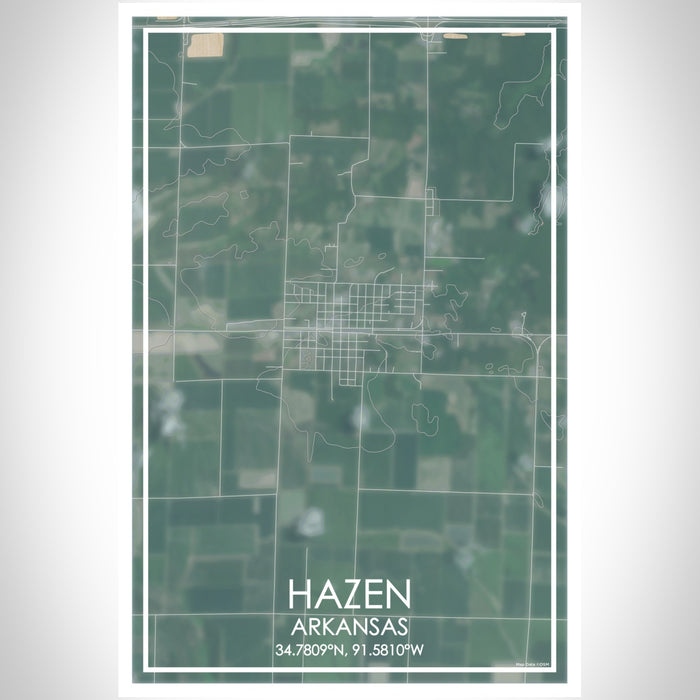 Hazen Arkansas Map Print Portrait Orientation in Afternoon Style With Shaded Background