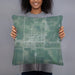 Person holding 18x18 Custom Hazen Arkansas Map Throw Pillow in Afternoon