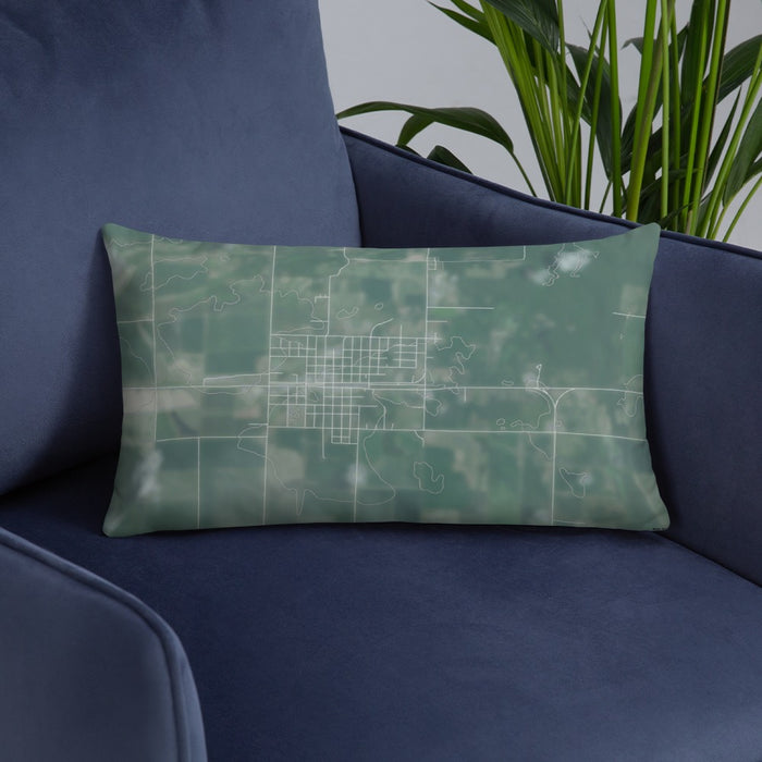 Custom Hazen Arkansas Map Throw Pillow in Afternoon on Blue Colored Chair