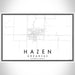 Hazen Arkansas Map Print Landscape Orientation in Classic Style With Shaded Background