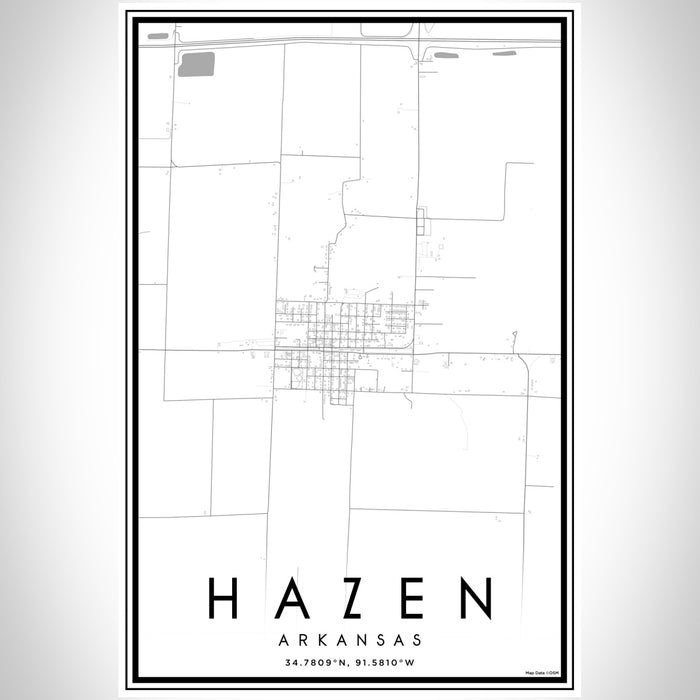Hazen Arkansas Map Print Portrait Orientation in Classic Style With Shaded Background