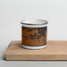 Front View Custom Hazen Arkansas Map Enamel Mug in Ember on Cutting Board