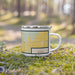 Right View Custom Hazen Arkansas Map Enamel Mug in Woodblock on Grass With Trees in Background