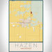 Hazen Arkansas Map Print Portrait Orientation in Woodblock Style With Shaded Background