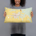 Person holding 20x12 Custom Hazen Arkansas Map Throw Pillow in Woodblock