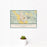 12x18 Healdsburg California Map Print Landscape Orientation in Woodblock Style With Small Cactus Plant in White Planter
