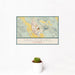 12x18 Healdsburg California Map Print Landscape Orientation in Woodblock Style With Small Cactus Plant in White Planter