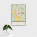 16x24 Healdsburg California Map Print Portrait Orientation in Woodblock Style With Tropical Plant Leaves in Water