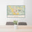 24x36 Healdsburg California Map Print Lanscape Orientation in Woodblock Style Behind 2 Chairs Table and Potted Plant