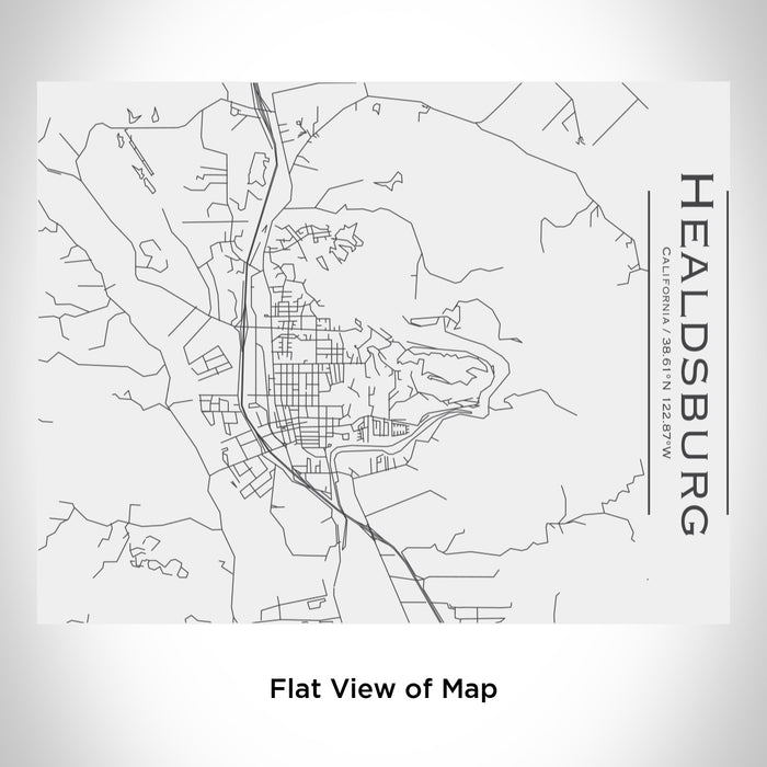 Rendered View of Healdsburg California Map Engraving on 20oz Stainless Steel Insulated Bottle with Bamboo Top in White