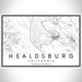Healdsburg California Map Print Landscape Orientation in Classic Style With Shaded Background