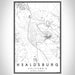 Healdsburg California Map Print Portrait Orientation in Classic Style With Shaded Background