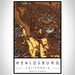 Healdsburg California Map Print Portrait Orientation in Ember Style With Shaded Background