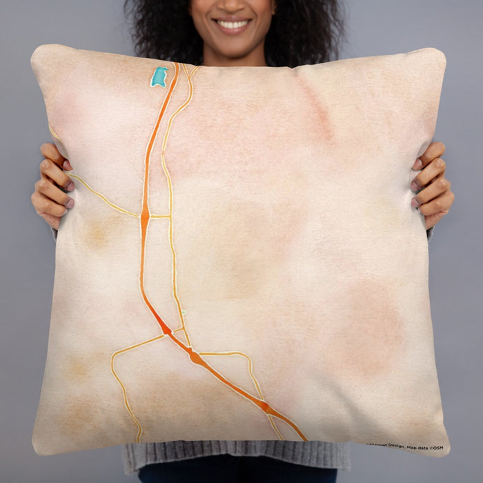 Person holding 22x22 Custom Healdsburg California Map Throw Pillow in Watercolor