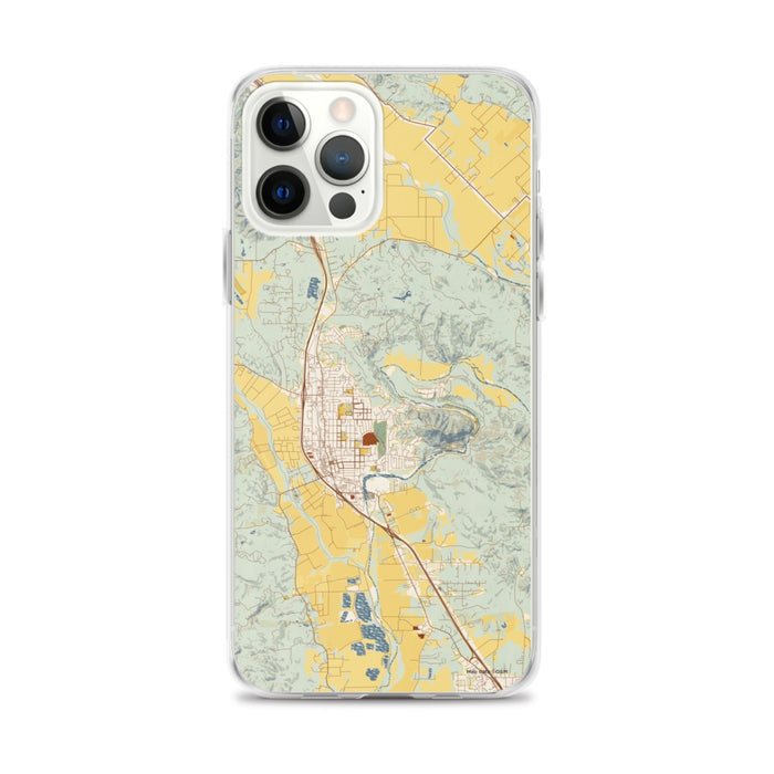 Custom iPhone 12 Pro Max Healdsburg California Map Phone Case in Woodblock