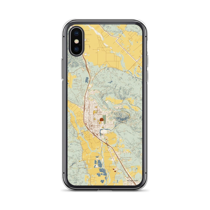 Custom iPhone X/XS Healdsburg California Map Phone Case in Woodblock