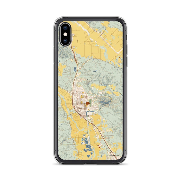 Custom iPhone XS Max Healdsburg California Map Phone Case in Woodblock
