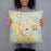 Person holding 18x18 Custom Healdsburg California Map Throw Pillow in Woodblock