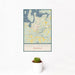 12x18 Heber Springs Arkansas Map Print Portrait Orientation in Woodblock Style With Small Cactus Plant in White Planter