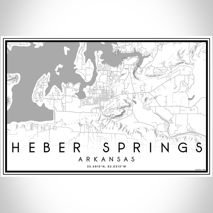 Heber Springs Arkansas Map Print Landscape Orientation in Classic Style With Shaded Background