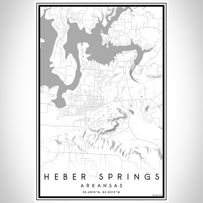 Heber Springs Arkansas Map Print Portrait Orientation in Classic Style With Shaded Background