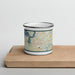 Front View Custom Heber Springs Arkansas Map Enamel Mug in Woodblock on Cutting Board