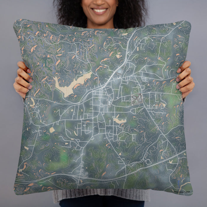 Person holding 22x22 Custom Heflin Alabama Map Throw Pillow in Afternoon