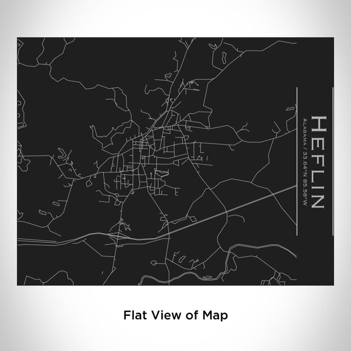 Rendered View of Heflin Alabama Map Engraving on 20oz Stainless Steel Insulated Bottle with Bamboo Top in Black