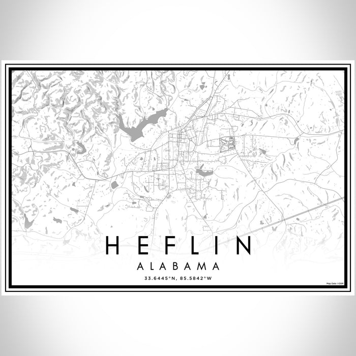 Heflin Alabama Map Print Landscape Orientation in Classic Style With Shaded Background