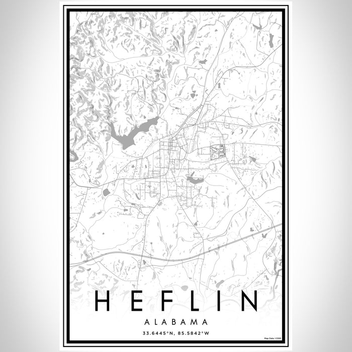 Heflin Alabama Map Print Portrait Orientation in Classic Style With Shaded Background