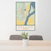 24x36 Helena Arkansas Map Print Portrait Orientation in Woodblock Style Behind 2 Chairs Table and Potted Plant