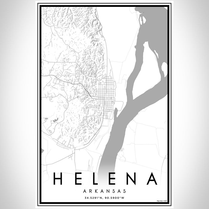 Helena Arkansas Map Print Portrait Orientation in Classic Style With Shaded Background