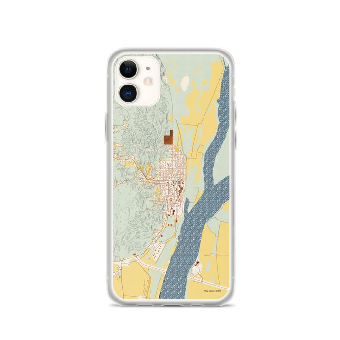 Custom iPhone 11 Helena Arkansas Map Phone Case in Woodblock