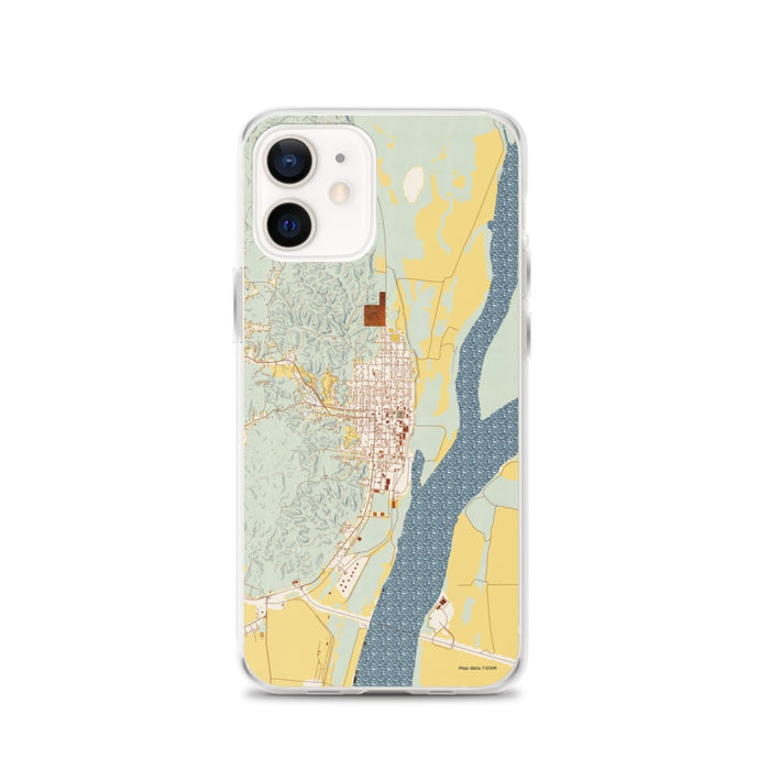 Custom iPhone 12 Helena Arkansas Map Phone Case in Woodblock