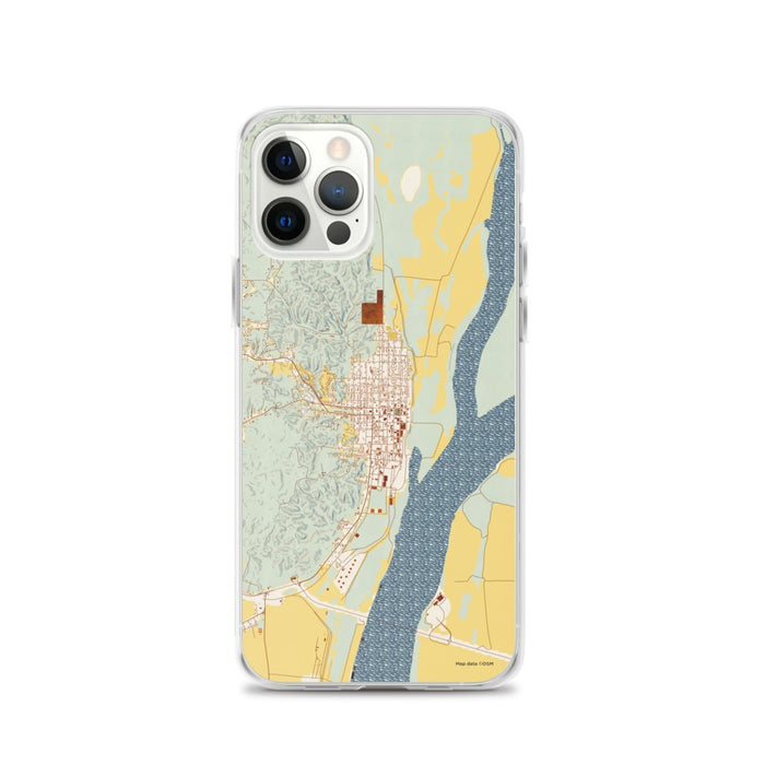 Custom iPhone 12 Pro Helena Arkansas Map Phone Case in Woodblock