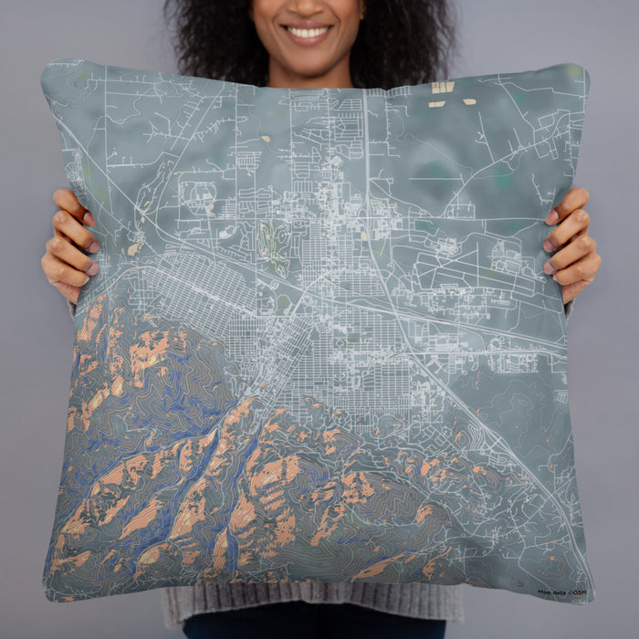 Person holding 22x22 Custom Helena Montana Map Throw Pillow in Afternoon
